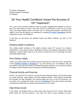 Do Your Health Conditions Impact the Success of IVF Treatment?