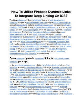 How To Utilize Firebase Dynamic Links To Integrate Deep Linking On iOS?