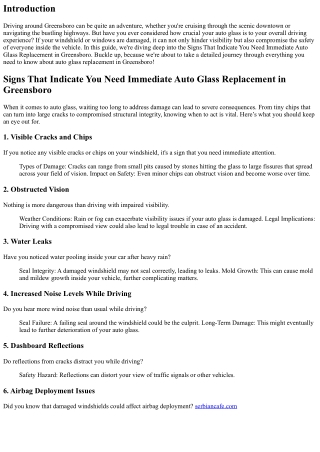 Signs That Indicate You Need Immediate Auto Glass Replacement in Greensboro