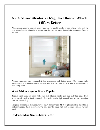 Sheer Shades vs Regular Blinds Which Offers Better