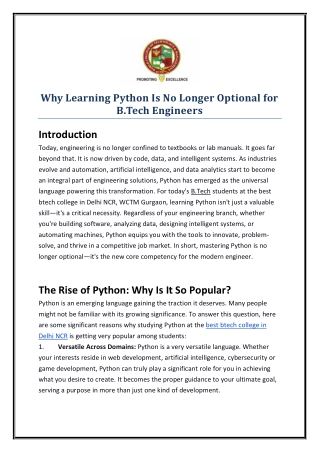 Why Learning Python Is No Longer Optional for B.Tech Engineers