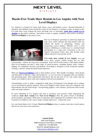 Hassle-Free Trade Show Rentals in Los Angeles with Next Level Displays