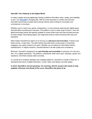 Gworld9_ Your Gateway to the Digital World