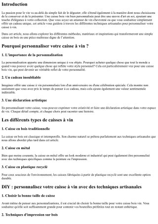 DIY : personnalisez votre caisse à vin avec des techniques artisanales