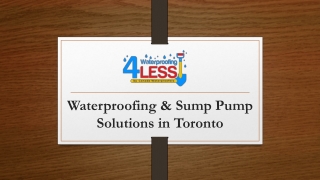 Waterproofing & Sump Pump Solutions in Toronto