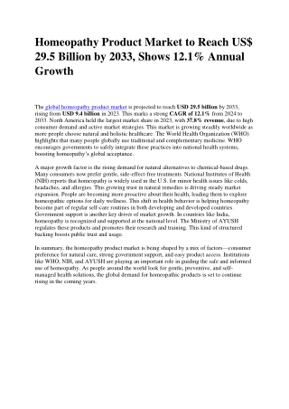 Homeopathy Product Market Grows Fast in North America, Region Holds 37.8% Market
