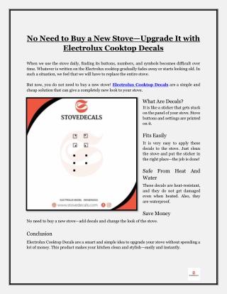 No Need to Buy a New Stove—Upgrade It with Electrolux Cooktop Decals