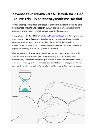 Advanced Trauma Life Support (ATLS) Course | Medway Maritime Hospital