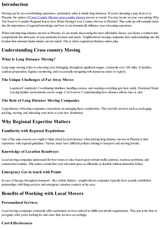 Why You Must Consider Neighborhood Proficiency When Selecting Far Away Movers in