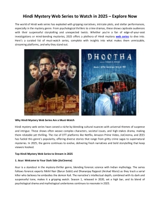 Hindi Mystery Web Series to Watch in 2025
