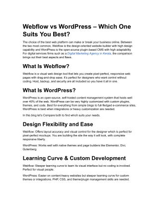 Webflow vs WordPress – Which One Suits You Best