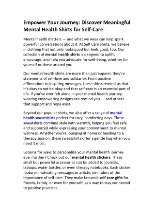 Shop Empowering Mental Health Shirts | Self Care Shirts