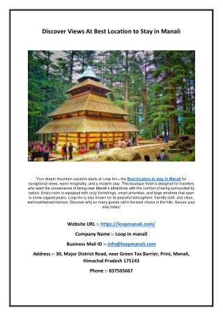 Discover Views At Best Location to Stay in Manali
