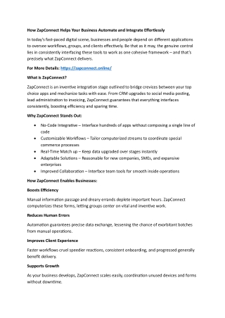 How ZapConnect Helps Your Business Automate and Integrate Effortlessly