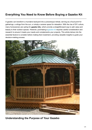 Everything You Need to Know Before Buying a Gazebo Kit