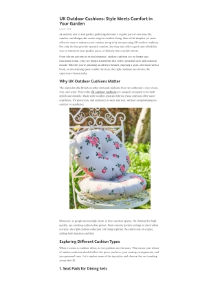 UK Outdoor Cushions_ Style Meets Comfort in Your Garden