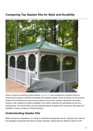 comparing top gazebo kits for style and durability