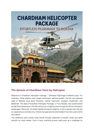 The Genesis of Chardham Yatra by Helicopter
