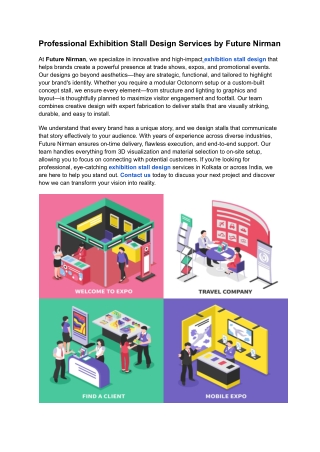Professional Exhibition Stall Design Services by Future Nirman