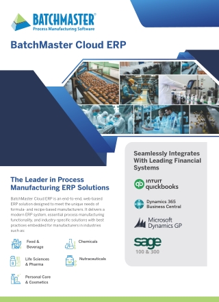 The Leader in Process Manufacturing ERP Solutions