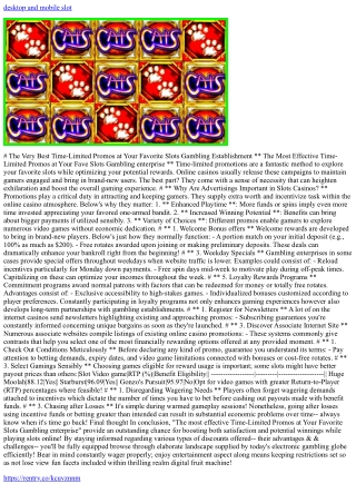 The Best Time-Limited Promotions at Your Favorite Slot Machine Casino Site