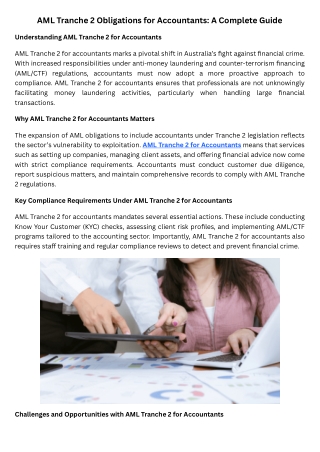 AML Tranche 2 Obligations for Accountants A Complete Guide