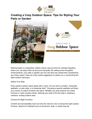 Creating a Cozy Outdoor Space_ Tips for Styling Your Patio or Garden