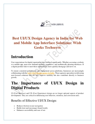 Best UI UX Design Agency in India for Web and Mobile App Interface Solutions - Wish Geeks Techserve
