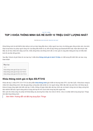 TOP 3 KHÓA THÔNG MINH GIÁ RẺ DƯỚI 10 TRIỆU CHẤT LƯỢNG NHẤT