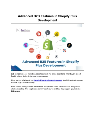 advanced b2b features in shopify plus development
