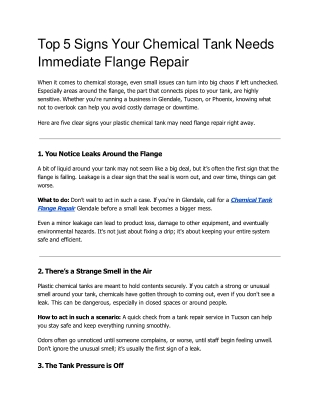 Top 5 Signs Your Chemical Tank Needs Immediate Flange Repair