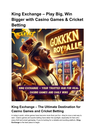 King Exchange – Play Big, Win Bigger with Casino Games & Cricket Betting
