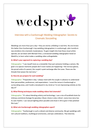 Wedding Videographers in Scarborough