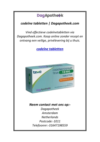 codeïne tabletten | Dagapotheek.com