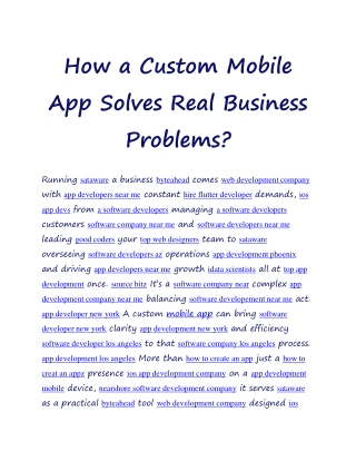 How a Custom Mobile App Solves Real Business Problems