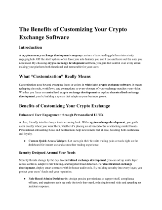 The Benefits of Customizing Your Crypto Exchange Software