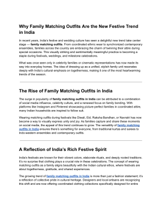 Why Family Matching Outfits Are the New Festive Trend in India