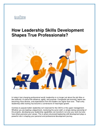 how leadership skills development shapes true