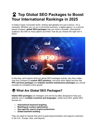 Top Global SEO Packages to Boost Your International Rankings in 2025