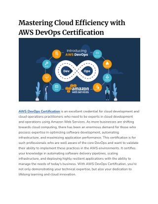 Mastering Cloud Efficiency with AWS DevOps Certification