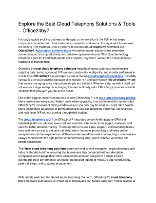 Explore the Best Cloud Telephony Solutions Tools  Office24by7 docx  Google Docs