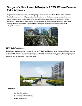 Explore Gurgaon's Best New Projects 2025 – Forest, Tech & Waterfront Homes