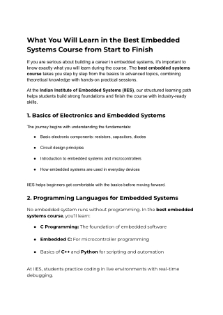 what you will learn in the best embedded systems