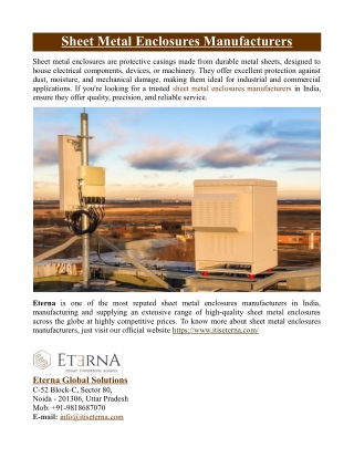 Sheet Metal Enclosures Manufacturers
