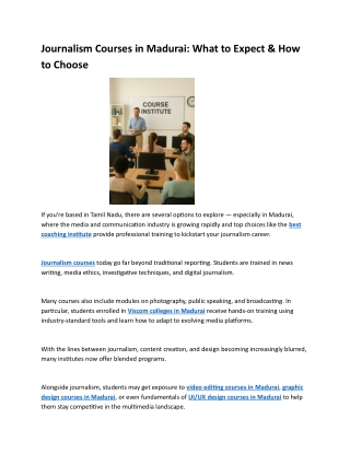 Journalism Courses in Madurai: What to Expect & How to Choose