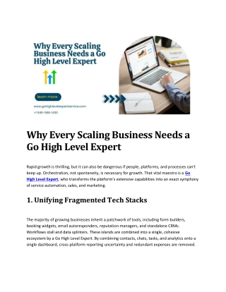 Why Every Scaling Business Needs a Go High Level Expert