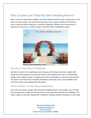 Why Couples Love These Key West Wedding Resorts