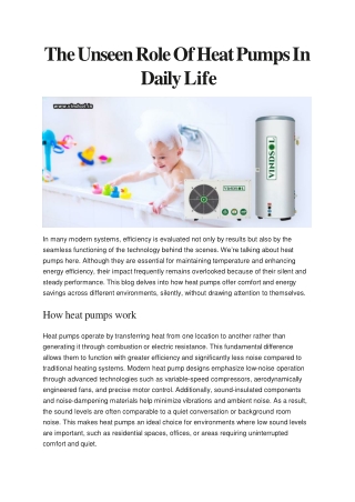 The Unseen Role Of Heat Pumps In Daily Life