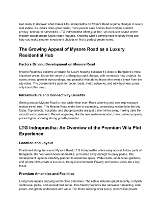 Premium villa plots Mysore Road