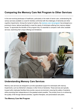 comparing the memory care net program to other